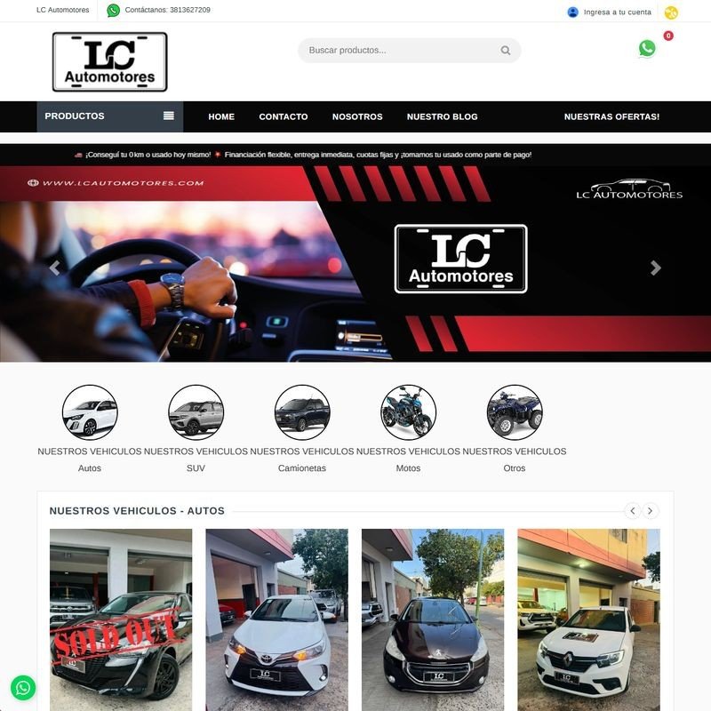 Captura de pantalla de LC Automotores Ecommerce en escritorio