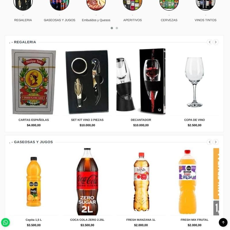 Captura de pantalla de JM Bebidas en escritorio